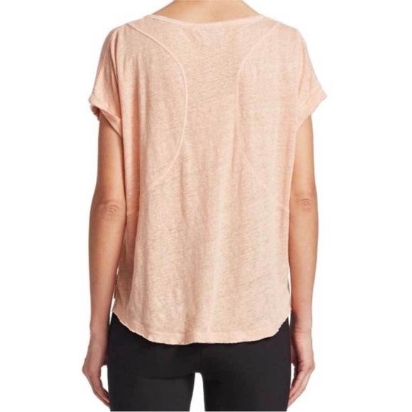 RAG & BONE Lottie Slub Knit Linen Tee – Pale Pink Peach – Raw Hem – XS - Picture 5 of 15